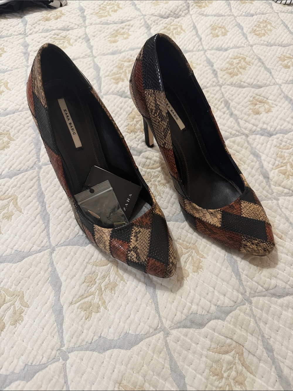 Zara Multi-Color Snakeskin Pointed-Toe Pumps - Picture 4 of 4